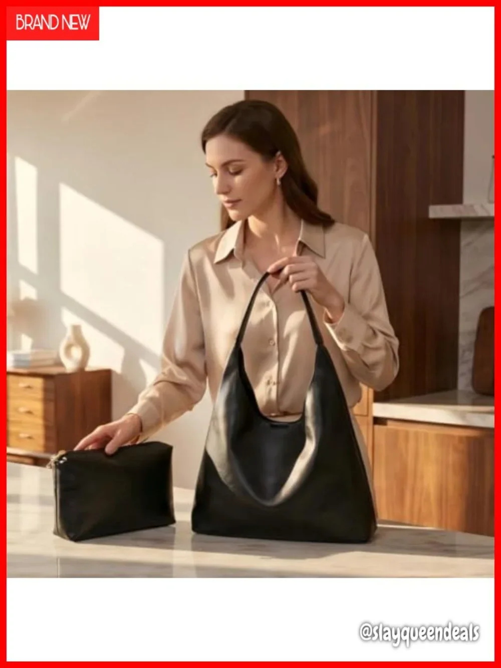 Soft Vegan Leather Hobo Bag for Women with Matching Wallet - Tote Purses for